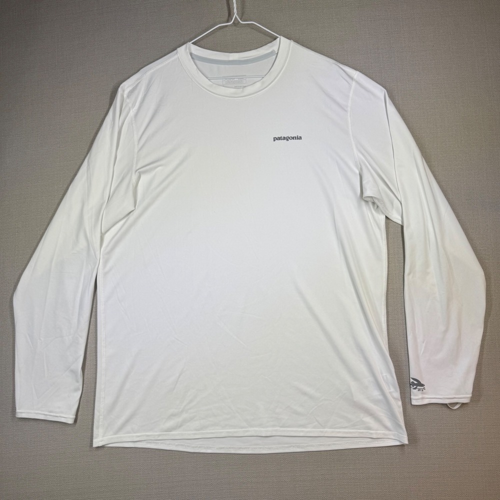 Patagonia Mens Long Sleeve Fishing Shirt UPF 50 White Size Large